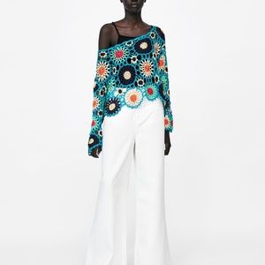 Zara Multicolored Crochet Sweater 